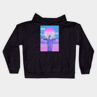 jesus statue vaporwave Kids Hoodie